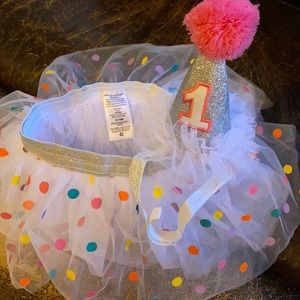 Infant 1st Birthday Tutu and Party Hat Set